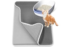 HIXAVA Katzenklo Matte, Katzenstreu Matte, Katzenstreu Unterleger Waben Design, Katzenklo Vorleger Wasserdichte, Doppelte Schichte Entwurf Bienenwabe Mat (60x45 cm)