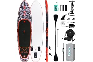 ‎FUNWATER FunWater 330CM Stand Up Paddling Board Aufblasbar – Komplettset mit Paddel, Rucksack, Handyhülle, 3 Flossen, Pumpe, Sitz & Schultergurt – SUP Board für Anfänger & Fortgeschrittene