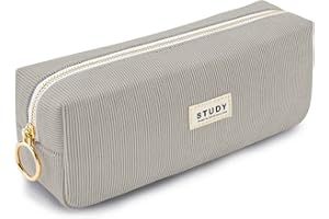 KALIDI Piórnik dla dziewcząt, nastolatków, piórnik na długopisy, materiał sztruksowy, piórnik szkolny, szary, młodzieżowy nowoczesny