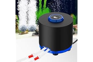 AQQA Aquarium Luftpumpe, 360L/H Sauerstoffpumpe Aquarium- Ausreichend Sauerstoffzufuhr, Ultra-leiser Betrieb, 2 Einstellbare Luftauslässe für Aquarien bis zu 300L (3W)