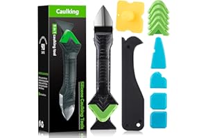 SENTOO Silikonowe narzędzie do usuwania rakli, zestaw narzędzi 5 w 1, 6 wymiennych podkładek silikonowych, dysze uszczelniające do kuchni, łazienki, podłogi, zlewu, okna, uszczelnienie 1