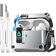 R-fun for AirPods Pro 2nd Generation 2023(USB-C),2022(Lightning Cable),1st Gen 2019 Charging Case, Full Drop Protection Auto Pop-Up Lid Design with Cleaner Kit,Silver