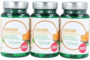 Naturlider - Cúrcuma Con Pimienta - Curcumina Complex con Extracto Seco de Pimienta Negra - Antiinflamatorio Natural - Pack de 3, 90 Cápsulas
