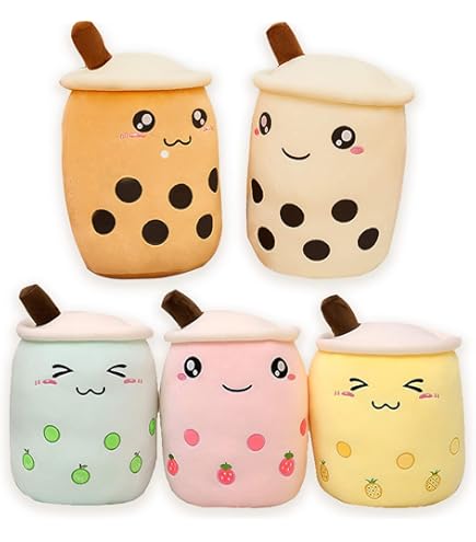 QINGZY Bubble Tea Pluche dier, 35 cm, zacht kussen in boba-mok