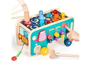 Atoylink Montessori Marteau en Bois Jouet en Bois pour Enfants Banc À Marteler Jouet éducatif Apprentissage Jouet de Martelage Bebe Jeu Motricité Fine Cadeau pour Garçons et Filles 1 2 3 4 Ans(A)