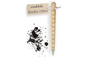 Muldale Large Wooden Dibber for Planting with Measurements - Beechwood Steel Tipped Professional Garden Bulb Planter Tool up to 20cm