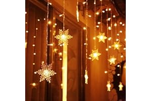 ELEUTH Rideau Lumineux Noël de Flocon de Neige,94LED Decoration Intérieur de Guirlandes 8 Modes d'Eclairage et IP44 Etanche Rideau Lumineuse pour Fenêtre,Carnaval,Mariage,Patio