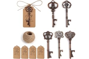 WODEGIFT 50 abrebotellas con llave, abrebotellas de llave de esqueleto vintage para recuerdos de boda, regalos de fiesta de boda, decoraciones de recuerdos para invitados, regalos de despedida de