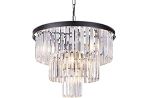 ‎WELLMET Wellmet 7-Light Crystal Chandelier Diameter 50 cm Black Chandelier Modern Crystal Pendant Light Dining Table Premium Ceiling Light Hanging Chandelier Living Room Ceiling Lamp Pendant Light Glass