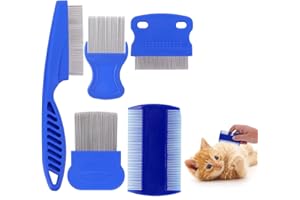QHFlashbuy Katze Hund Flohkamm 5 Stücke Pflegekamm Haustier,Floh Tränenfleckentferner Kamm,Hundekatzen Läusekamm Haustier Kamm Edelstahl Läusekamm