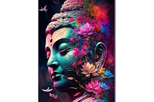 Lxmsja Diamond Painting Adulte, Diamond Painting Bouddha, Broderie Diamant Kit Complet, DIY Peinture Diamant Strass Point de Croix Cristal Painting pour Murale Décoration 30x40cm