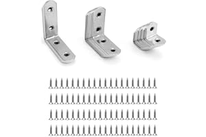QWORK® L Brackets for Wood , 28pcs Corner Brace , Stainless Steel , 16x20mm , 16x40mm , 16x50mm , 90 Degree L Shaped Brackets for Furniture Fixation