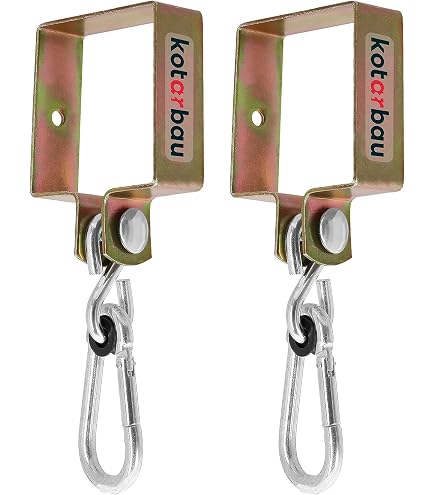 Lot De 2 Colliers De Balançoire – Diamètre 80 Mm, Acier Galvanisé Jaune, épaisseur 2mm – Avec Mousqueton – Pour Poteaux De Balançoire