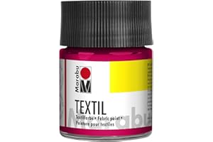 Marabu 17160005031 - Peinture Textile pour Tissus clairs, Rouge Cerise 50 ML, Encre à Base d'eau, résistant au Lavage jusqu'à 60°C, Fixation par Repassage ou au Four