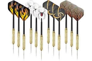 Tcdwla Freccette Professionali Steel,12 Pezzi Freccette In Metallo,Freccette Punta Acciaio,Coda Freccette Laser,Punta In Metallo Staccabile + Asta,Regalo Per Giocatori di Freccette Natale(18g)