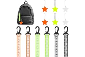 LPAMABA 6 Pz Ciondolo Riflettente di Sicurezza,Pendenti con Strisce Riflettenti,Portachiavi con Strisce Riflettenti con Riflettore di Sicurezza Stella per Borse, Zaino, Ciclismo Notte