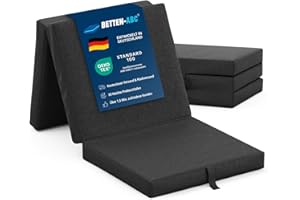 ‎BETTEN-ABC Betten-ABC Faltmatratze, 3-teilige Klappmatratze, Gästematratze, Reisen, Camping, Kinder, Härte: Mittelfest (Farbe: Anthrazit)