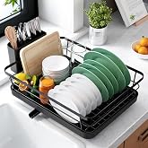 Kitsure Dish Drying Rack, Stainless Steel Dish Drainer for Countertop Kitchen with Cutlery Holder, Storage Sink Home Apartmen