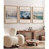 512 Store Estetik Duvar Dekor Tasarım Ev Ofis Modern Sanat Claude Monet 3'L&uuml; &Ccedil;er&ccedil;evesiz Poster Seti 21 X 30 U7