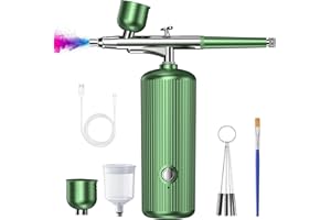 VUTLACE Airbrush Kit with Compressor, 48PSI High-Pressure, Non-Clogging Air Brush Set Cordless Rechargeable with 0.3mm Nozzle and Cleaning Brush for Nail Art, Makeup, Painting, and Cake Decorating