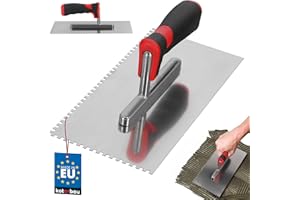 KOTARBAU® Llana Dentada con Hoja de Acero Inoxidable, 4x4 mm, 270 mm, Paleta de alisado con Mango de Goma, Peine de Diente para colocación de baldosas, Espátula de Dientes, Alisadora para Azulejos