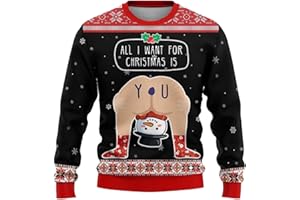 GENERIC Rude Christmas Jumper Mens Christmas Jumpers Knitted Jumper Xmas Printed Long Sleeve Jumpers Sweaters Pullover Xmas Sweatshirt Knitted Sweatshirts Festive Sweater