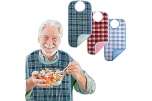 Brosive 3 Stück Lätzchen für Erwachsene, Senioren, Mehrweg Waschbar Verstellbare Wasserdichte, Kleidungsschutz Latz