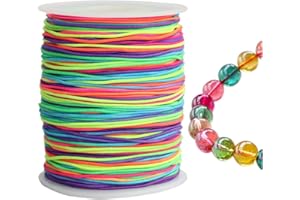 Bealuffe 100M Filo per Braccialetti, 1MM Filo Elastico per Braccialetti Resistente, Filo per Braccialetti Elastico, Filo per Perline, Fili per Braccialetti Fai Da Te (Arcobaleno)