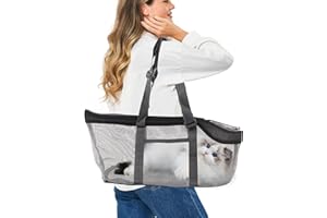 PETCUTE Borsa per Il Trasporto di Cani e Gatti,Traspirante e Confortevole Borsa a Tracolla da Viaggio per Gatti,Trasportino Cane e Gatti,Borsa per Cane con Tracolla Regolabile per Viaggiare