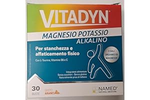 Named, VITADYN Magnesio Potassio Alkalino 30 BUSTE, integratore alimentare con vitamina C, magnesio e potassio, gusto ARANCIA