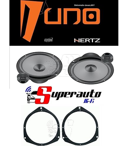 EvoTuning Kit Casse Altoparlanti per Fiat Panda 312 dal 2012 al 2025 Anteriori compatibile con Hertz DSK165.3 Set 2 Woofer 2 Tweeter 2 Anelli 2 Cavi