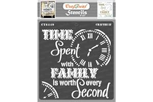 CrafTreat Family Quote Stencils for Crafts Reusable Vintage - Family Time - Size: 6X6 Inches - Home Decor Stencils for Furniture Painting - Family Stencil for Painting on Concrete, Canvas, Fabric
