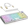 ATTACK SHARK K75 Mechanical Keyboard, Transparent PC Keycaps, Custom RGB Gaming Keyboard, Gasket QMK/VIA Keyboard, Linear Switch, Coiled Cable, CK75, X75, TKL RK907, MX Key Wired Keyboard for PC Gamer