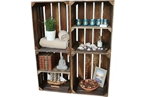 teramico Cagettes à fruits / bois flammées dans de nombreuses variantes – Idéal pour la construction de meubles ou pour le rangement – Très solide et stable