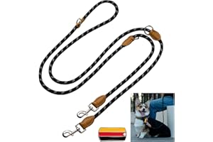 EEYFAROG Hundeleine 3m Doppelleine Reflektierend, Premium Hunde Leine 3fach Verstellbar Umhängeleine aus Nylon, Führleine Hund Rund und Bissfest mit 2 Karabiner, Dog Leash Schwarz 14mm
