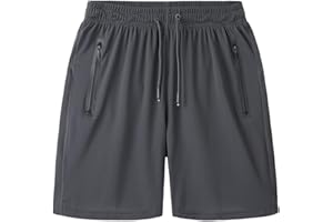 rismart Hombres Secado Rápido Pantalones Cortos Entrenamiento Corriendo Caminando Atlético Shorts con Cremallera Bolsillos