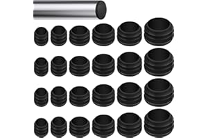 Realure 120 Pezzi Rotondi Tappo Lamelle, 12/16/20/22/25/30mm Nero Tappi per Tubi, Riutilizzabile Tappi in Plastica Dura per Tubi, Tappi Sedie Rotondi per Gambe delle Sedie da Giardino,Sigillare i Tubi