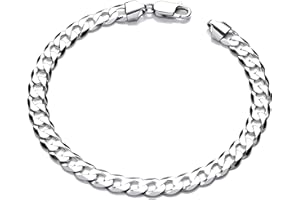 Old English Jewellers Sterling Silver Men's Curb Bracelet - 8.5 inch - 7mm Wide