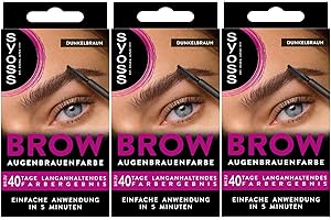 ‎SYOSS Syoss Augenbrauen Kit Augenbrauenfarbe 4-1 Dunkelbraun Stufe 3 (17 ml), Augenbrauen färben für einen natürlichen Look und ein langanhaltendes Ergebnis, 3x 17 ml