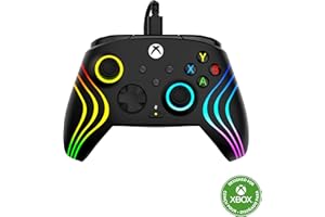 Turtle Beach Afterglow Wave Controller Noir Manette de jeu RGB filaire - Licence pour Xbox Series XS, Xbox One et Windows - Boutons programmables, gachettes à effet Hall, commandes audio