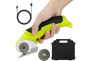 MUCOOS Elektrische Schere Mit Werkzeugkasten, Kartonschneider, Kabellose Rollschneider, 4.2V/2.0Ah Akku Schere, Universalschneider, Wiederaufladbarer Leistungsstarker Akkuschere für Stoff Teppich Leder Filz