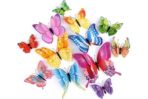 Kireida® 24 Pieces 3D Butterfly Wall Decorations with Magnets Butterfly Stickers for Party Decorations, Bedroom, Children's Room, Wedding and More