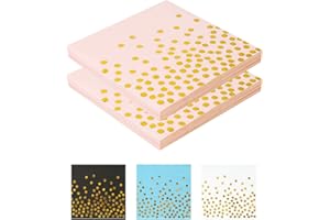 Bohoray 40 servilletas doradas con lunares, color rosa, 33 x 33 cm, servilletas de cóctel con puntos para cumpleaños, bodas, fiestas, celebraciones, decoración, 2 capas