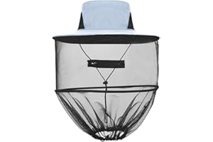 FAKEFACE Sombrero de apicultor con velo, red de mosquitos, sombrero de mosquito, gorro de red plegable, sombrero de pescador, sombrero de sol, sombrero de jardín, accesorio para apicultores, ropa de apicultor,