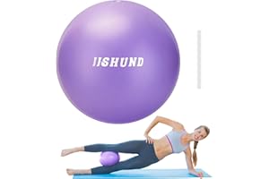 jjshund 25cm Pilates Ball, 9,8 Inch Small Exercise Mini Yoga Gym Ball for Home Gym Pilates, Yoga, Balance, Core Training, Stability, Stretching with Inflation Straw