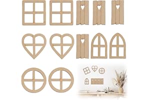 ANNLPOY 12 Pezzi Di Finestrelle In Legno Per Finestre Mini Decorazioni Per Finestre Forniture Artigianali, Giardino delle Fate, Scrapbooking, Creazione di Cartoline e Progetti Artigianali