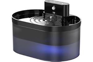 PEKTACO Fontaine à Eau sans Fil pour Chat - Distributeur Automatique d'eau pour Animaux 2.2L Rechargeable avec Détecteur de Mouvement - Fontaine pour Chats d'Intérieur