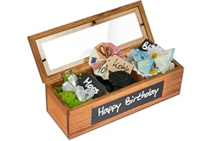 "SURPRISA Schotter Schatulle 3er - kreative Verpackung für Geldgeschenke und persönliche Geschenkbox zum Geburtstag oder zur Hochzeit - Pinienholz