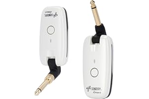 Sondery Wireless Guitar System Transmitter and Receiver Compatible with Multiple Instruments Guitar Bass Keyboard Drums, 7 Channels 6-Hour Battery Life AirMate II UHF Rechargeable Wireless