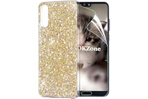OKZone Funda Huawei P20 Carcasa Purpurina, Cárcasa Brilla Glitter Brillante TPU Silicona Parachoque Teléfono Smartphone Funda Móvil Case [Protección a Pantalla y Cámara] para Huawei P20 (Oro)